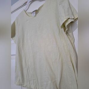 Vintage Flax Womens Pale Yellow Short Sleeve 100% Cotton Shirt Size Large